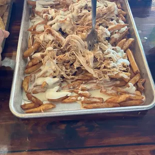Shredded chicken cheese fries