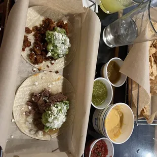 Chorizo and bison tacos