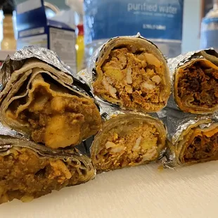 Picadillo, Chorizo &amp; Hash, and RCB burritos!