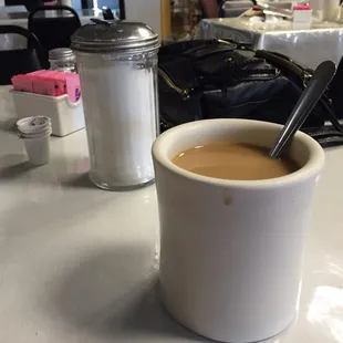 Morning coffee before heading out to run errands