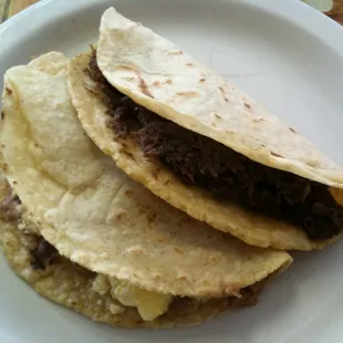 Bean &amp; egg taco meets barbacoa taco