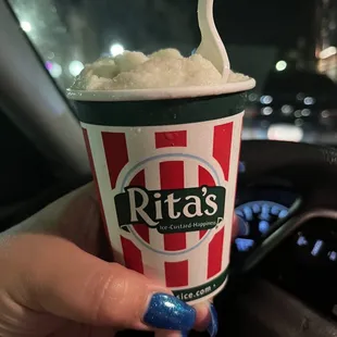 Italian ice. Half cheesecake and half chocolate.