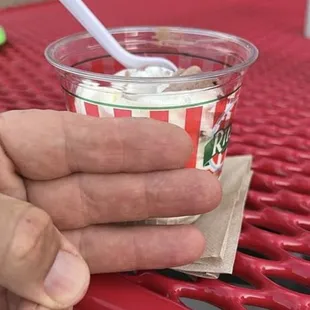 This is a large ice cream. We gave it one last chance and they are ripping people off. This was over $5.50.