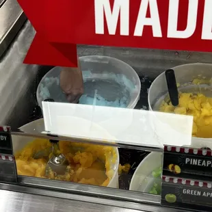 three bowls of ice cream