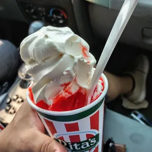 Cherry ice + vanilla custard