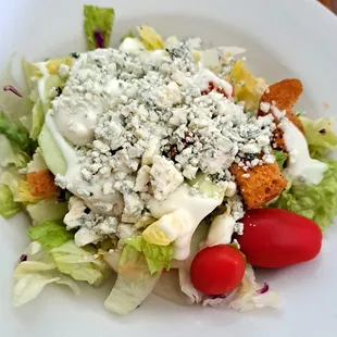 Side salad, blue cheese dressing.