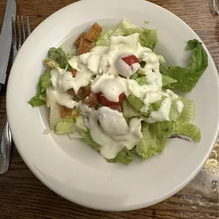 House salad with Ranch dressing.