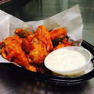 Wings with Mango Havanero and Ranch