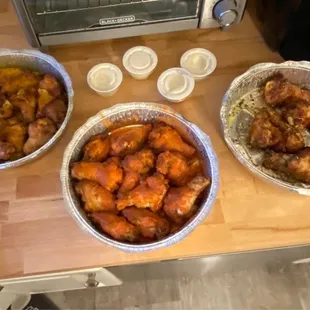 Lemon Pepper, Hot, and Garlic Parmesan Wings with Ranch!