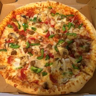 Deluxe pizza!!!! My wife and I go to! We love Rita&apos;s and there wings