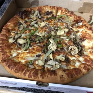 Medium Philly Cheesesteak pizza, delicious!!