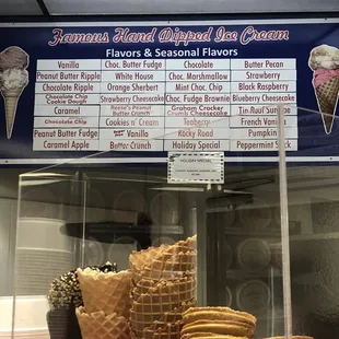 a display of ice cream cones