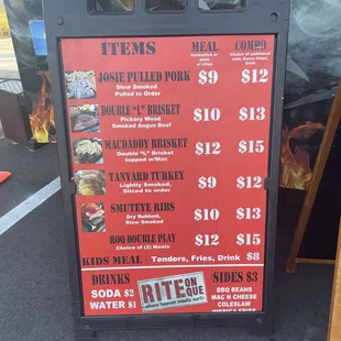 a menu for a restaurant