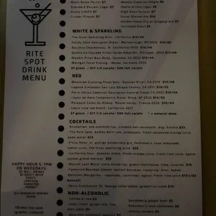Drink menu 12/2024