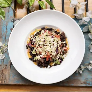 a bowl of mexican food