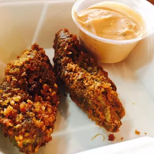 Fried avocado &amp; chipotle pepper sauce.. super good