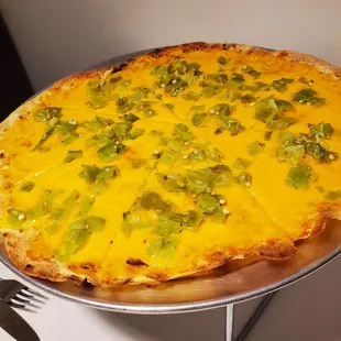 Cheese Crisp with green chiles - delicious!