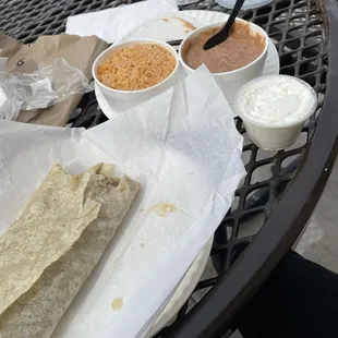 Green Chili Burrito rice and beans