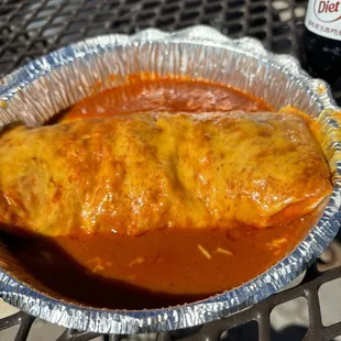 Bean Burrito Enchilada Style. Tasty!