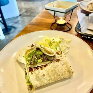 a burrito on a plate