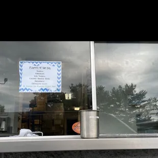 a sign in the window