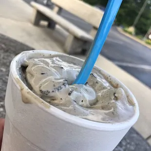 Large Glacier - Mint Custard with Oreos, cookie dough and hot fudge.