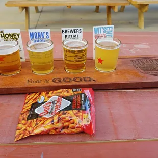 Tasting flights are the way to go. Don't forget the pretzels!