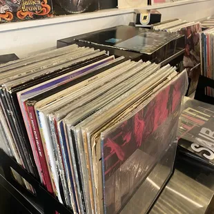 a collection of vinyl records