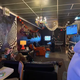 people sitting in a lounge area