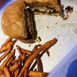 Southern Fried Chicken Sandwich with sweet potato fries