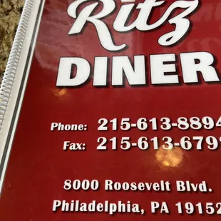 a sign for ritz diner