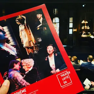 a hand holding a theatre brochure