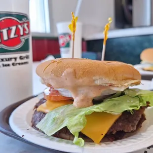 Double Ritzy's Burger with their Jacked Up Sauce! Mmmmmm