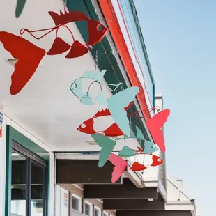 Local artist Jeff Owen's beautiful fish dancing in the sea breezes on the Santa Cruz wharf!
