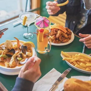 Cioppino, Calamari, and Fries, Cocktails and a Stunning Ocean View!