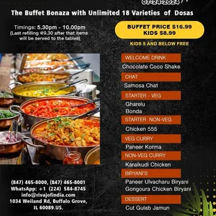 THE BUFFET BONANZA. Unlimited 18 variety of Dosas and many more