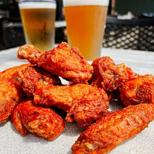 chicken wings and fried chicken, food