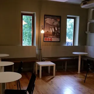 Inside cafe lounge area