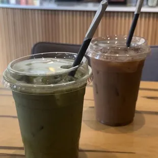 Iced Matcha and Chai Lattes