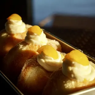 seasonal flavors: peach donut made fresh daily by our bakers!