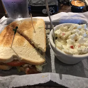 BLT with potato salad