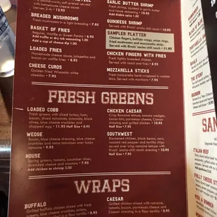Wraps come with same side options as burgers