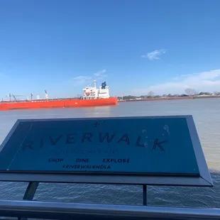 a large ship in the background