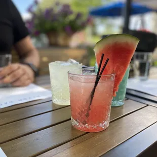 Watermelon Martini, Arnold Palmer, Blue Hawaiian