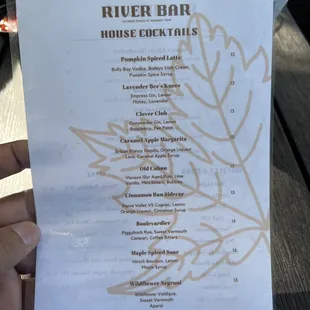 Cocktail menu