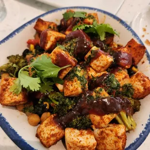 BBQ tofu - not bad. The black bean and garbanzo bean relish was a bit too much.