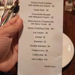 menu