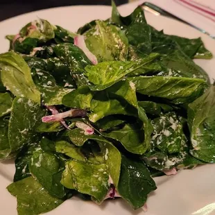 Warm spinach salad with goat cheese and red onion... it was not warmed.