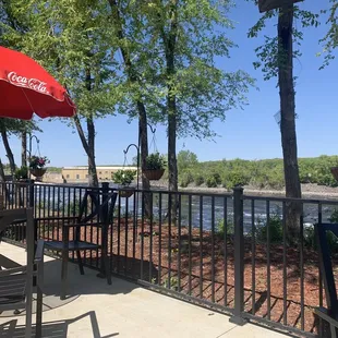 Patio overlooking the Mississippi River at the River Boat Depot!