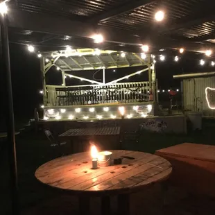 Stage in the backyard of River Bottom Pub